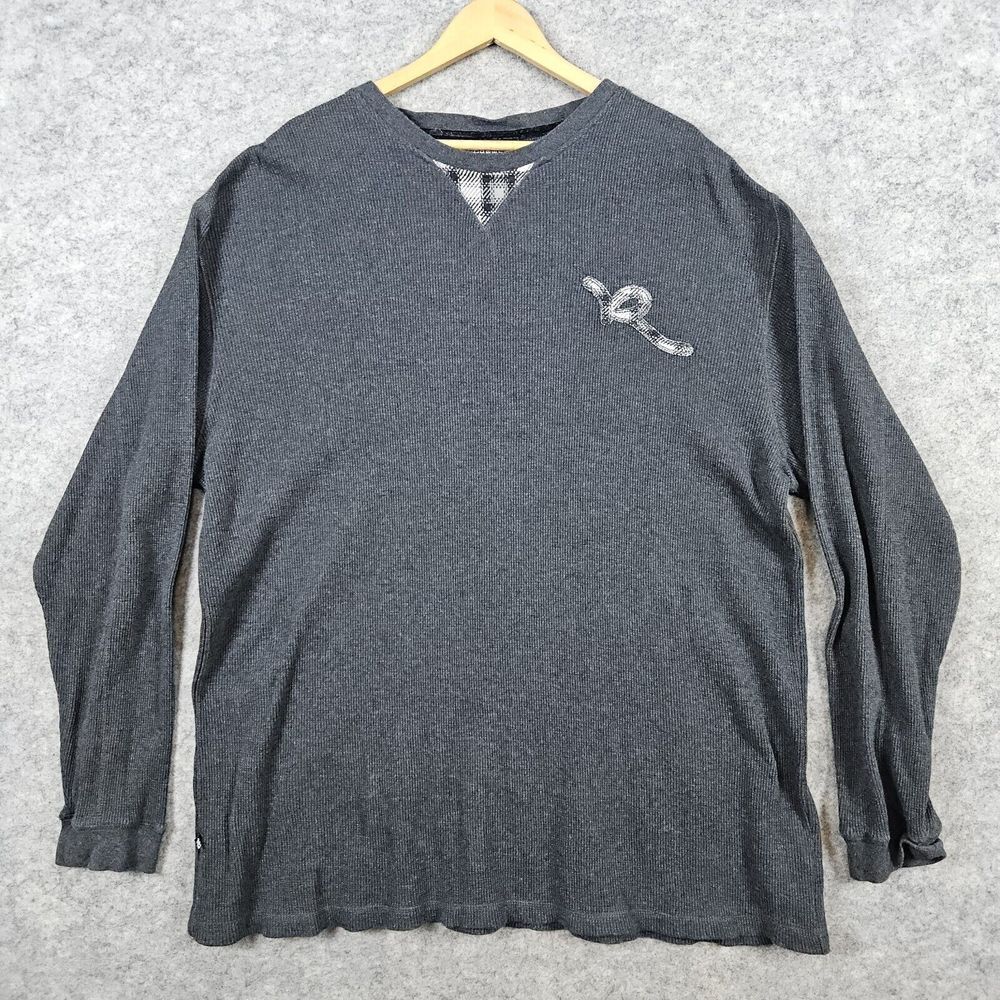 Rocawear Men's Waffle Knit Pullover Dark Gray Size 3XL Streetwear Authentic Logo